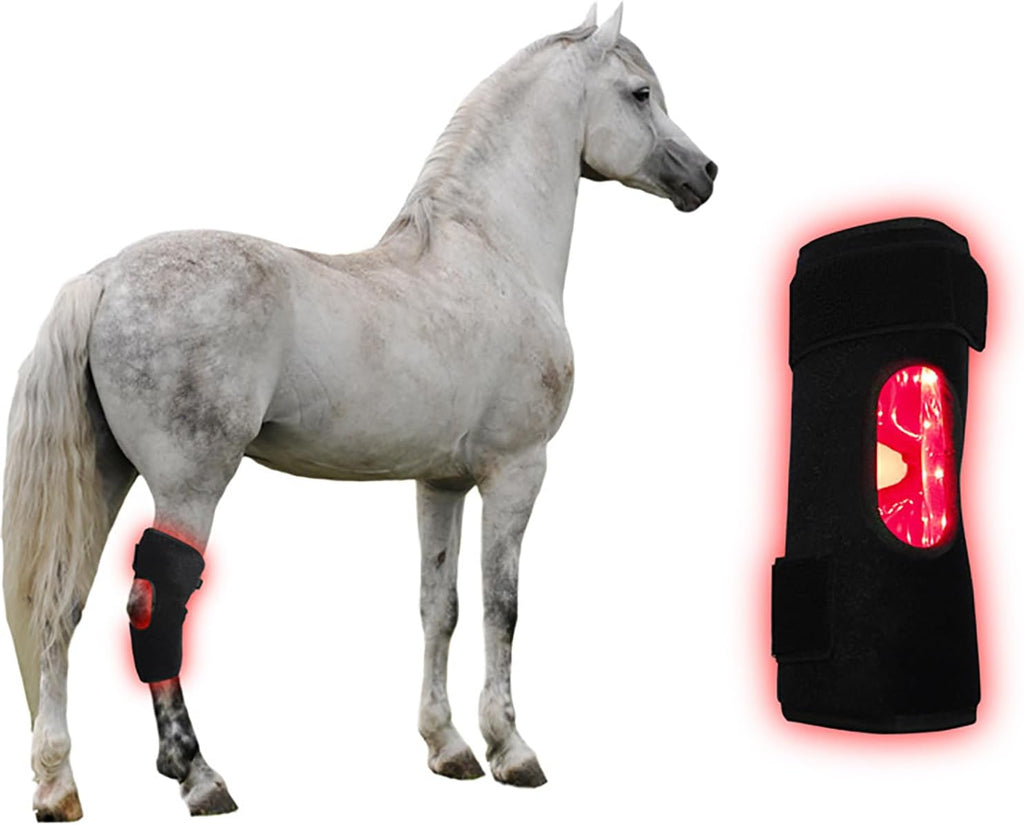 Red Light Therapy for Horses Hind Knee, 660nm 850nm Infra-Red Wrap, 15mins Auto Timer, for Equine Pain Relief, Muscle Recovery Left