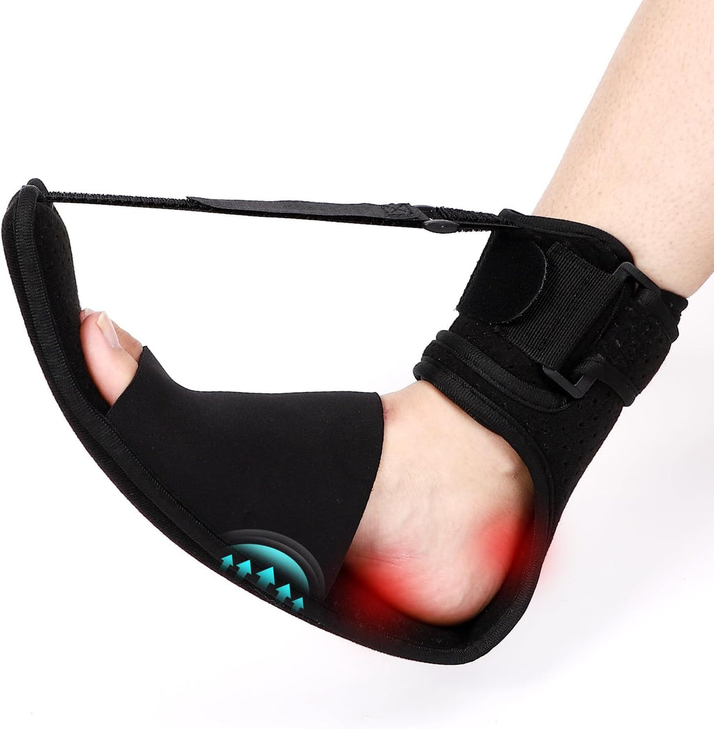 Plantar Fasciitis Night Splint with Arch Support - Adjustable & Comfortable Foot Brace for Achilles Tendonitis, Heel Spur, and Foot Drop Pain Relief - Fits Both Day & Night Use (Black)