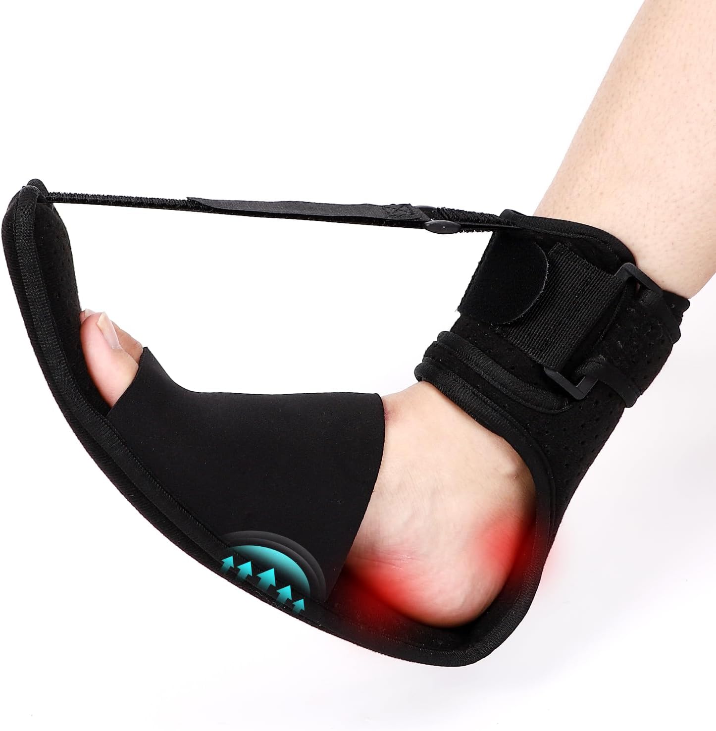 Plantar Fasciitis Night Splint with Arch Support - Adjustable & Comfortable Foot Brace for Achilles Tendonitis, Heel Spur, and Foot Drop Pain Relief - Fits Both Day & Night Use (Black)