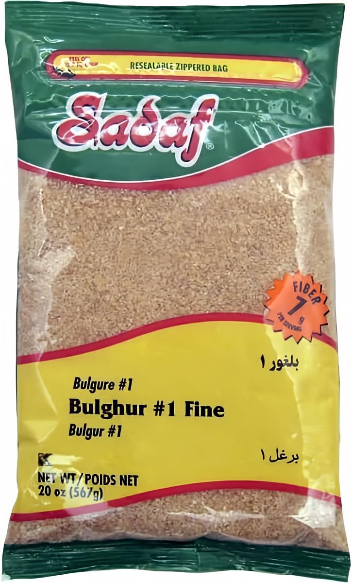 Sadaf Bulghur #1 Fine - Bulgur Wheat for Cooking and Food Flavoring - Middle Eastern Cuisine - Kosher - 20 Oz Resealable Bag