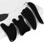 airogym Guasha Massage Tool, Natural Gua Sha Board, 4PCS Guasha Stone Scraping Massage Sets for SPA, Acupuncture, Physical Therapy, Muscle Knots, Facial Caring Point Treatment (Black)