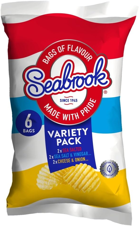 Seabrook Crinkle Crisps Variety Pack, 6 x 25g