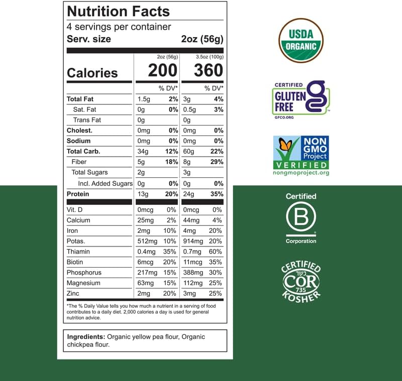 Chickapea Organic Chickpea Pasta - Spirals, Penne, Shells Variety Pack - 8 oz (Pack of 6)
