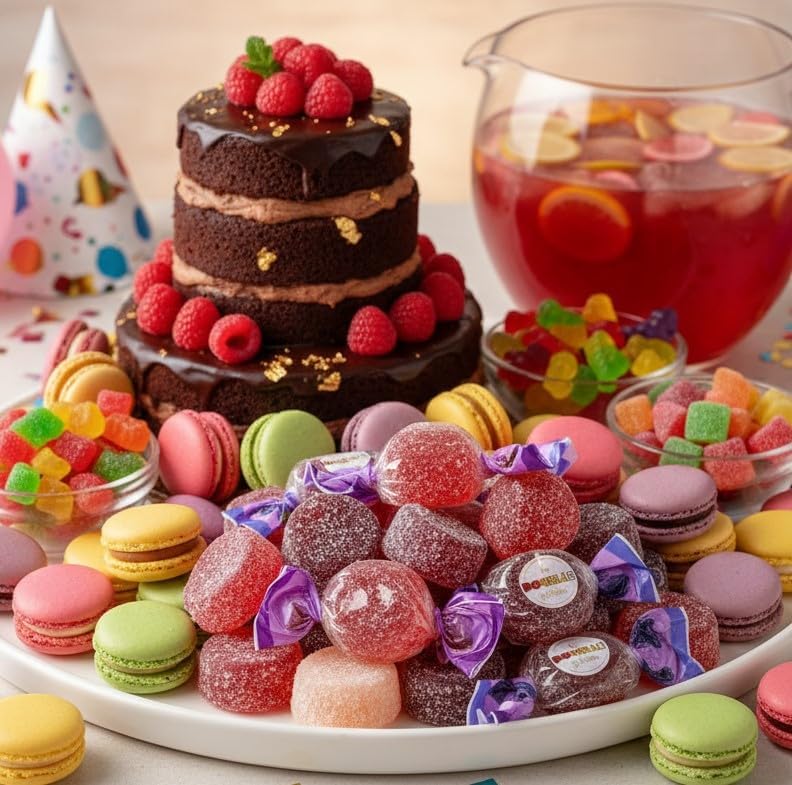 SweetGourmet Forest Berries Bonelle Jellies, Soft Fruit Jelly Candy, Blackberry Gooseberry Blueberry Raspberry, Wrapped, Vegan, 1 Pound