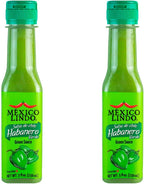 Mexico Lindo Green Habanero Hot Sauce | Real Green Habanero Chili Pepper | Enjoy with Mexican Food, Seafood & Pasta | 5 Fl Oz Bottles (Pack of 2)