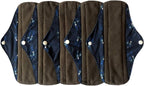 MUMBABY 5 Pieces 10 Inch (25.4cm) Regular Charcoal Bamboo Mama Cloth/Menstrual Pads/Reusable Sanitary Pads (Windows, Medium)