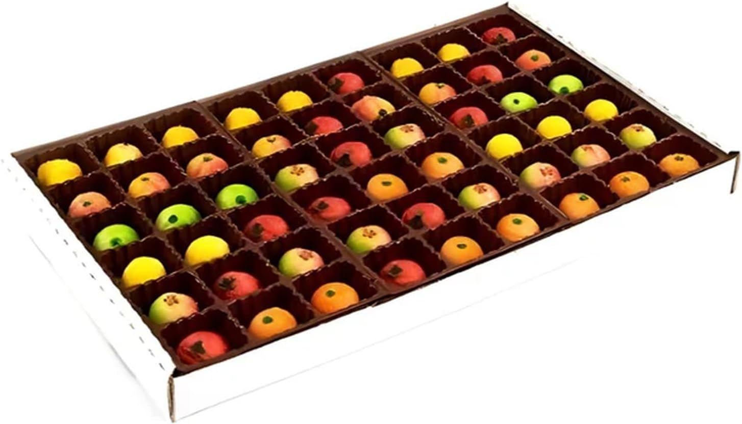 Bergen Marzipan 54 Piece Assorted Fruit Box Tray Net Weight 25 oz