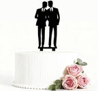 Mr & Mr Gay Weddig Cake Topper Black Acrylic Wedding Decoration Aniversary Party Engagement Gift for Gay Couple, Men Anniversary