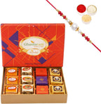 Ghasitaram Gifts Jaiccha Rakhi Gifts for Brothers Best Assorted Bites 12 pcs in Premium Boxwith Rakhi