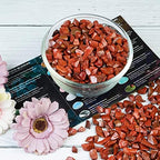 Crocon 1/2 LB Crushed Red Jasper Chips Bulk Stones 1100+ Carats Natural Quartz Pieces Irregular Shape Gemstones for House Warming Gifts New Home and Chakra Healing Crystals Home Décor Gifts for Women