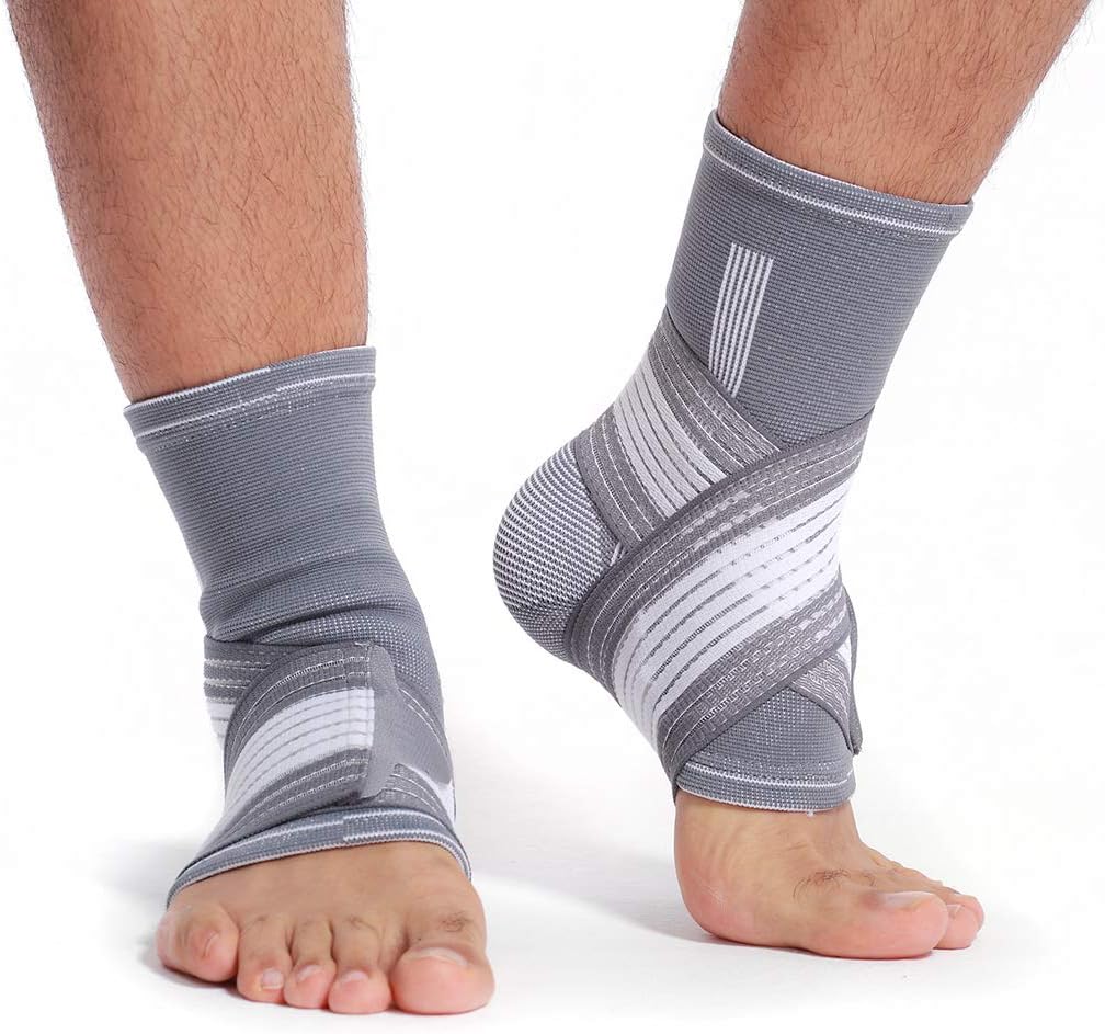 NeoTech Care Adjustable Ankle Support Brace (Gray, Size L, 1 Pair)