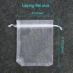 Hopttreely 100PCS Premium Sheer Organza Bags, White Wedding Favor Bags with Drawstring, 4x4.72 Jewelry Gift Bags for Party, Jewelry, Christmas, Festival, Bathroom Soaps, Makeup Organza Favor Bags Easter Gifts