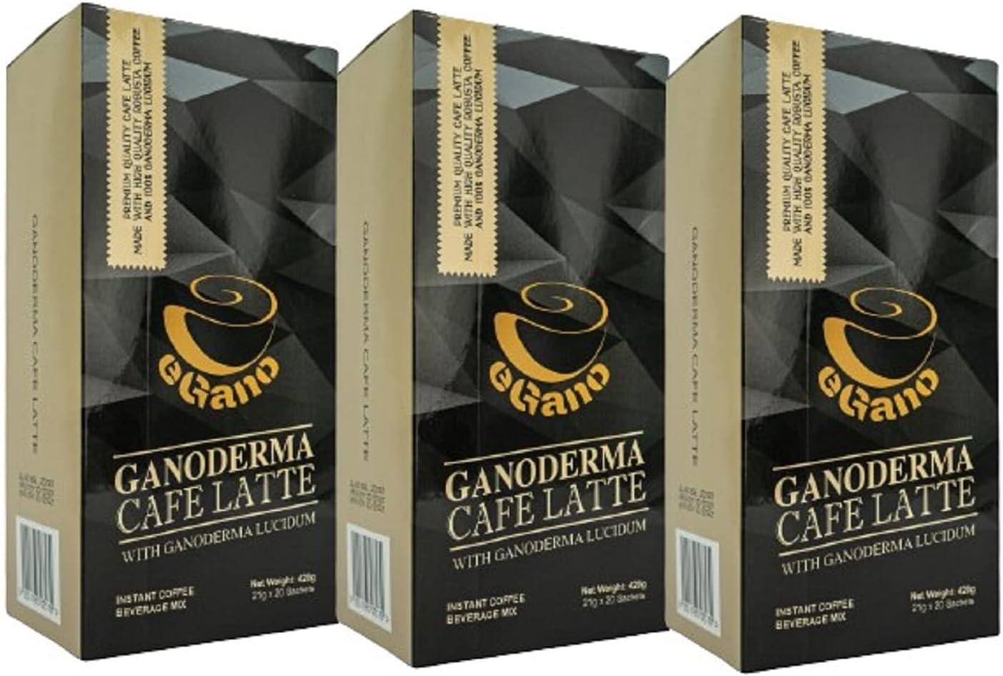 3 Boxes eGano Premium Ganoderma Cafe Latte Instant Coffee With Ganoderma Lucidum Extract (21g x 20 Sachets Box), (EGBC)