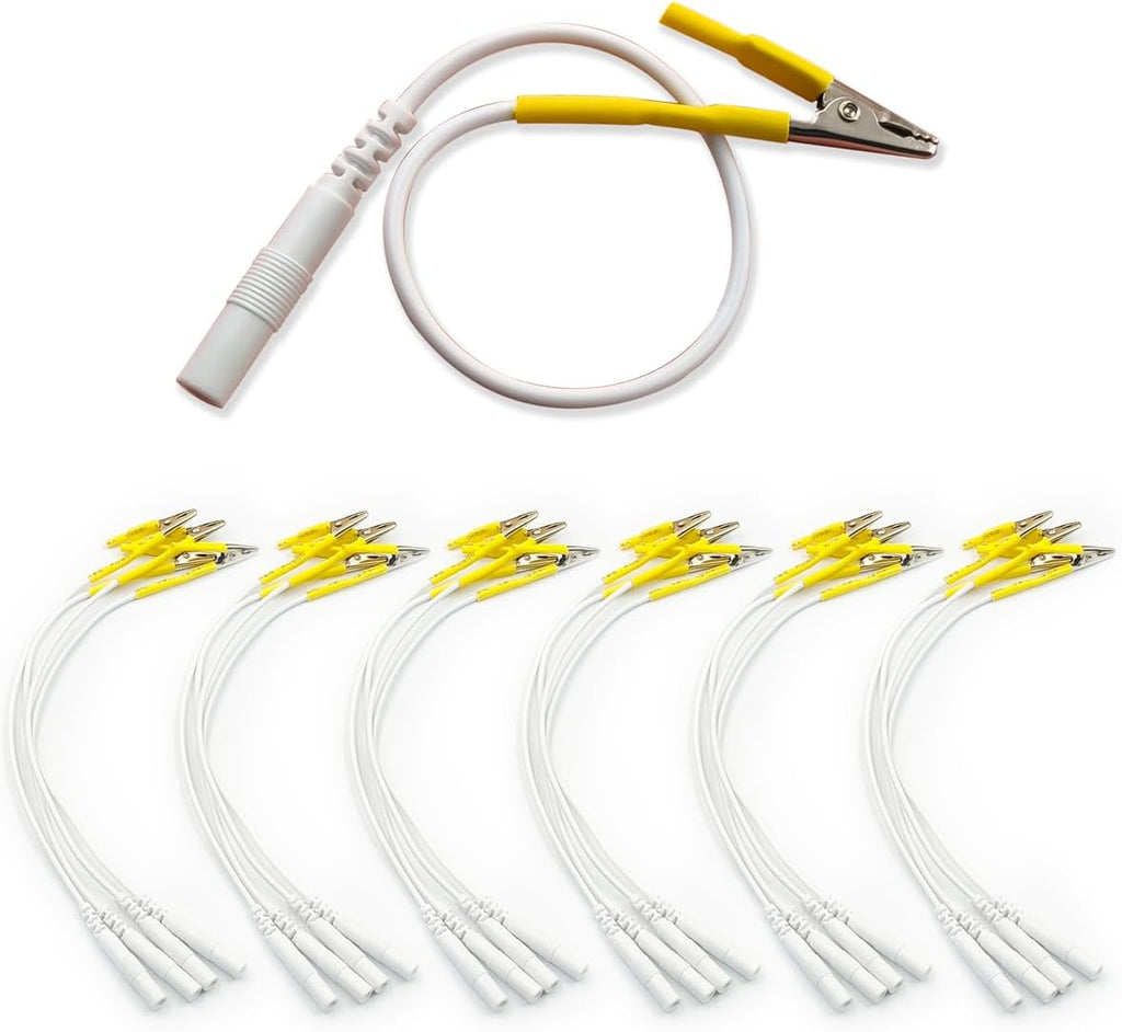 24pcs TENS Wire Cable Clip - BesCable Electrode Leader Wires with Alligator Clips for TENS Unit Physiotherapy Machine - 2.0mm Pin Female to Alligator Clip Cable Cord