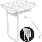 Folding Shower Seat Wall Mounted - 500 Lbs Capacity - 14x16'' Stainless Steel Shower Bench w/ 16'' Grab Bar for Inside Shower Bathtub, Heavy Duty Anti-Slip Fold Down Shower Chair for Elderly/Disabled