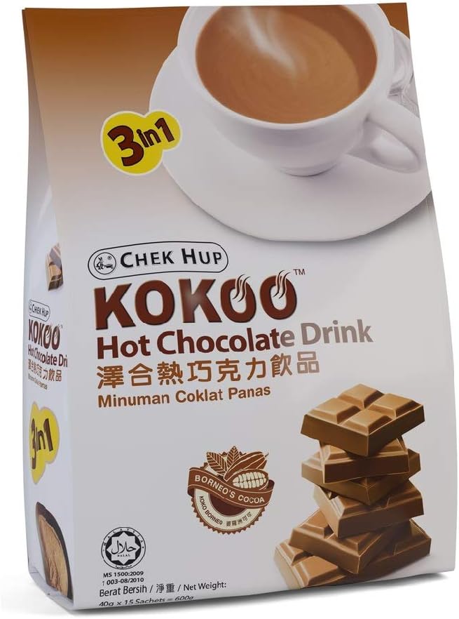 Chek Hup Kokoo Hot Chocolate 3 in 1 Drink 600g (628MART) (Hot Chocolate, 12 Pack)