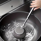 2 Pcs Stainless Steel Scrubber with Long Handle, Metal Steel Wool Pot Brush for Kitchen Sink, Heavy Duty Dish Wand Scrubber for Cast Iron Skillet Pan