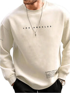 GORGLITTER Men's Crewneck Sweatshirt Letter Graphic Oversized Long Sleeve Drop Shoulder Fall Casual Pullover Top