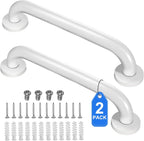 2 Pack Shower Grab Bar, Stainless Steel Bathroom Grab Bar, Shower Handle, Bath Handle, Grab Bars for Handicap Elderly Seniors Bathroom Safety Grab Bar (18 Inch，White)