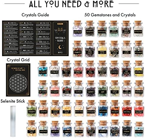Bulk Crystals and Healing Stones 50 PCS - Real Mini Crystals for Spell Jars - Crystals for Witchcraft - Crystal Sets for Witchcraft Supplies - Real Crystal Witch Healing Crystals for Beginners Set