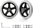 2Pcs 6 Inch Solid Wheelchair Replacement Wheels Rubber Material for Walkers, Rollators, Wheelchairs Accessories, Anti-Slip and Durable ABS Wheel Hub Walker Accessories Wheels(Grey)