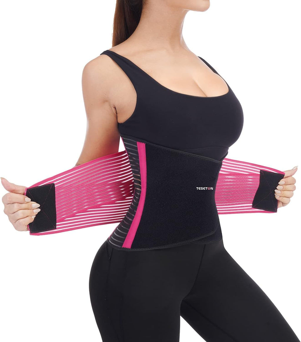 Back Support Brace Belt for Men & Women, Breathable Lumbar Support Belt, scoliosis back brace, Waist Relax Lower Back Pain & Sciatica Pain Relief with 8 reinforced Bones 02 Pink-XL
