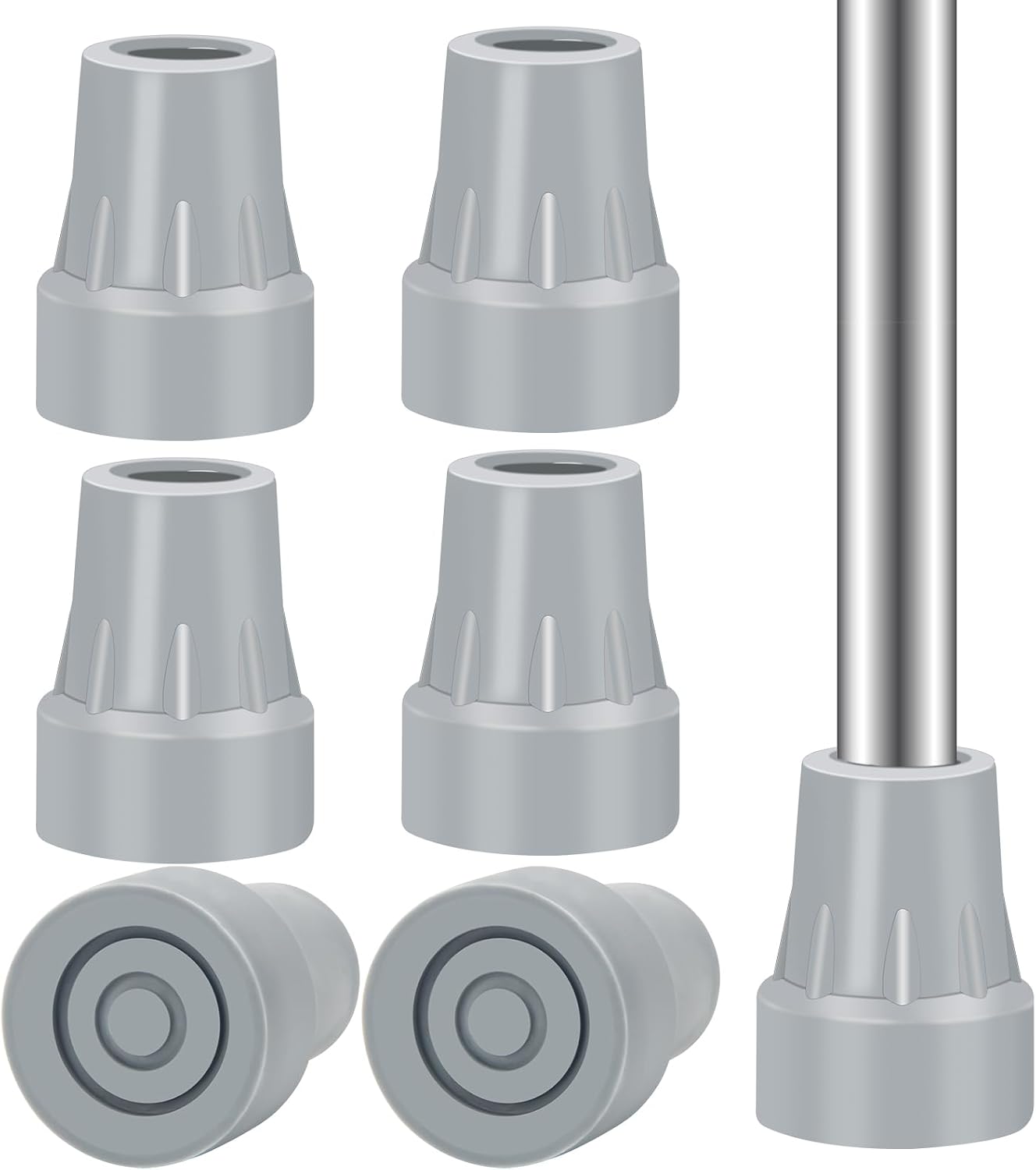 6 Pack Crutch Tips, AHIER 7/8 inch Heavy Duty Non Slip Rubber Cane Tips, Replacement Crutch Feet Cap
