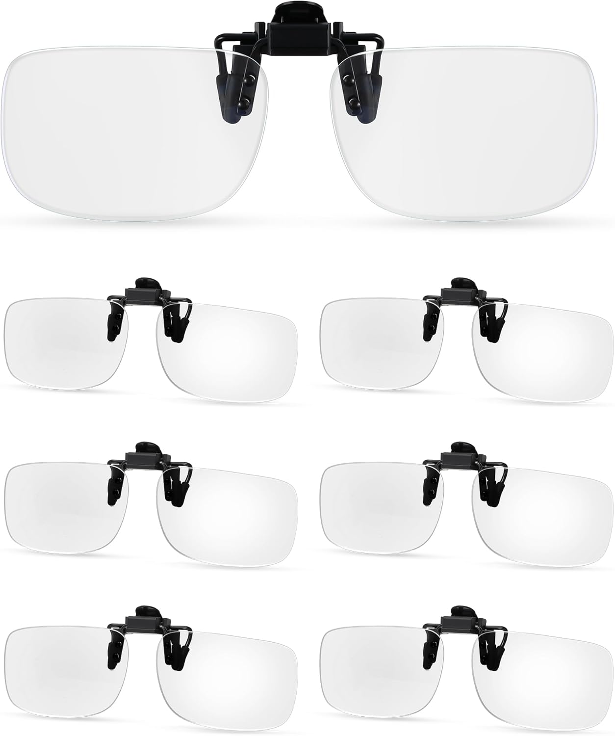 Copkim 6 Pairs Clip on Reading Glasses Flip up Magnifying Clip on Lens Blue Light Blocking Non Prescription Reading Glasses