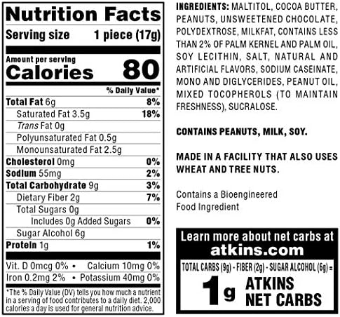 Atkins Endulge Peanut Butter Cups, Dessert Favorite, Low Carb, 0g Sugar, 20 Count