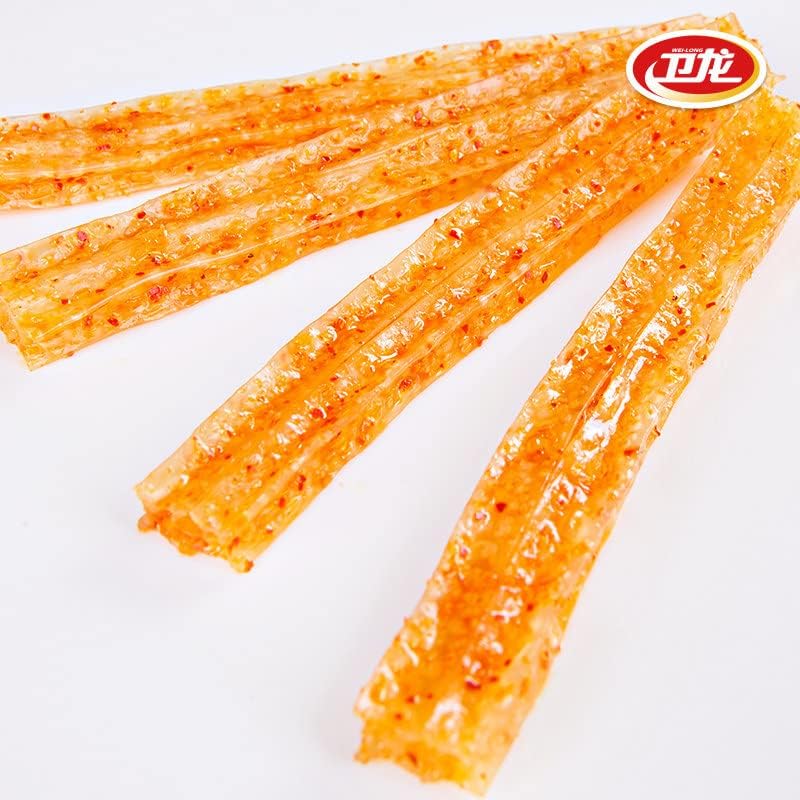 5 Pack Spicy Strip, Gift Packages, WeiLong Latiao, Spicy Gluten, Vegan - Kosher - Gluten-Free - Non-GMO Mo Yu Shuang, 豆制品, A small package of 65g*5pack, enjoy delicious food anytime. (大面筋)