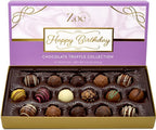 CRAVINGS BY ZOE Happy Birthday Chocolate Truffles Gift Box | 16 Count | Assorted Gourmet Milk & Dark Chocolate Candy Food Gift Basket | Birthday Gifts for Women & Men Mom Dad Kid Him Her Adult Family