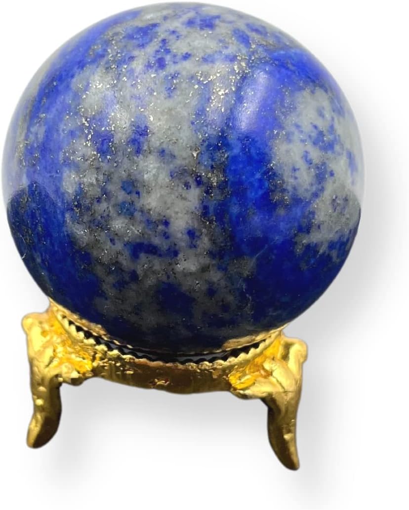 WholesaleGemShop Natural Lapis Lazuli 40-45 mm Ball Sphere Gemstone A+ Hand Carved Crystal Altar Healing Devotional Focus Spiritual Chakra Cleansing Metaphysical Gift Men Women