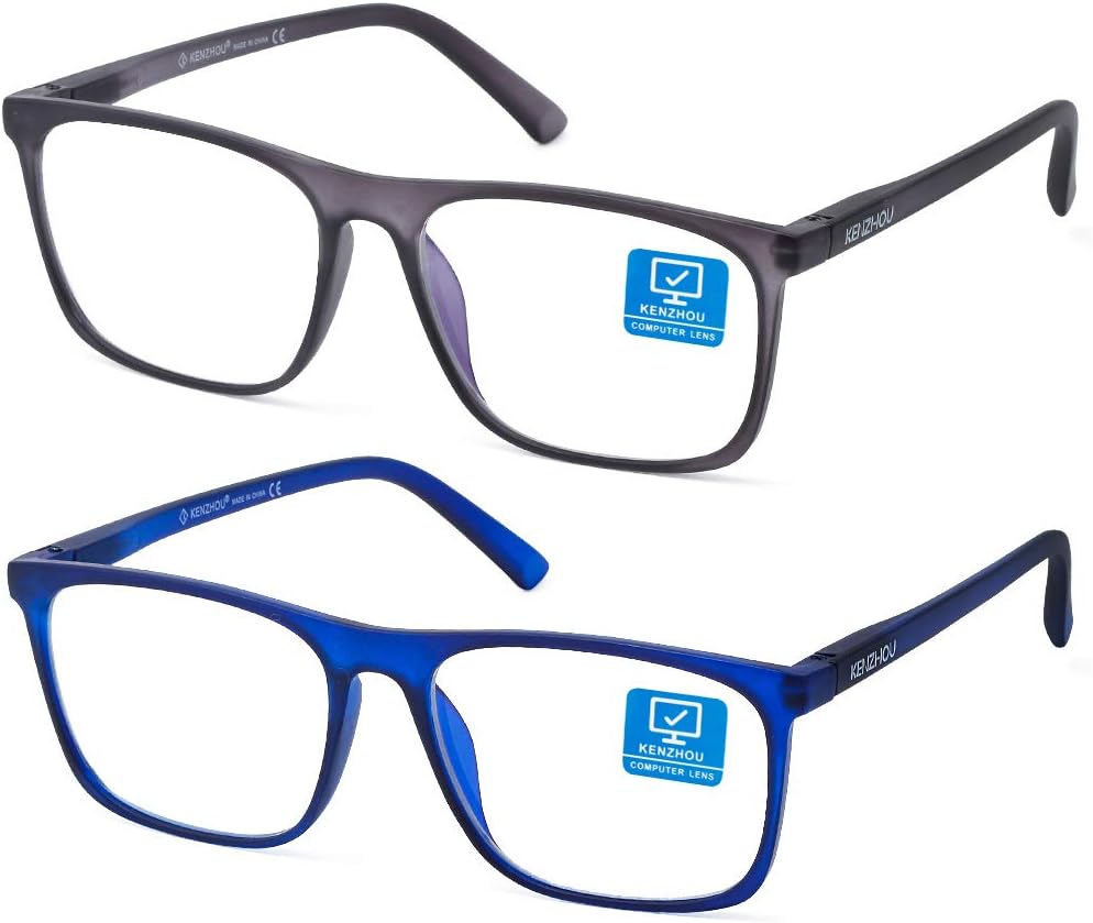 K KENZHOU Blue Light Blocking Glasses for Women Men Computer Gaming Glasses 2 Pack Anti Glare & Eyestrain