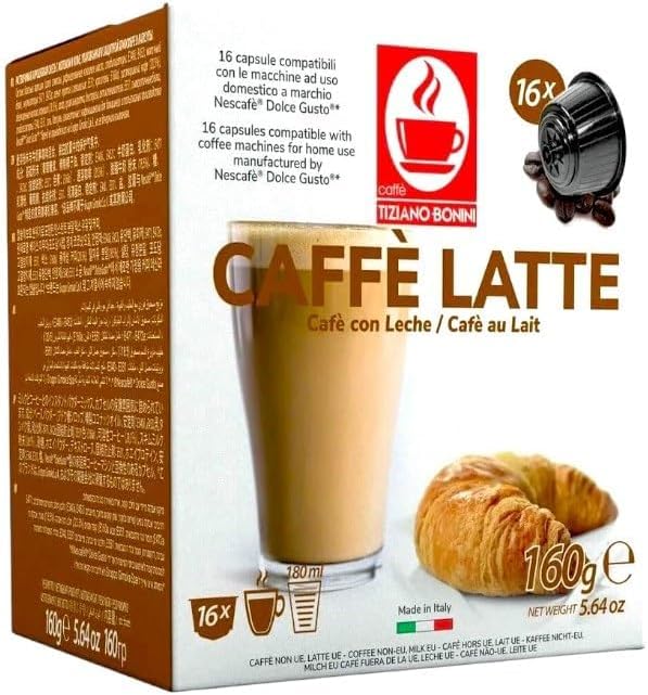 Caffè Tiziano Bonini Bonini Dolce Gusto Compatible Variety Pack Coffee Pods. Blends Inc. Espresso Intenso & Forte, Cappuccino, Cortado, Hot Chocolate. (Pack of 6, Total 96 pods)