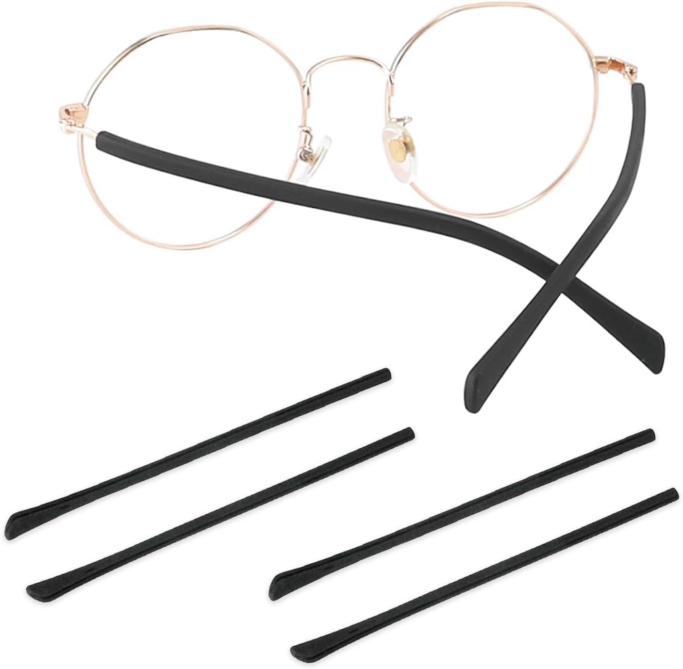 Eyeglass Replacement Temples,Anti-Slip Long Silicone Glasses End Tips Ear Sleeve for Thin Metal Glasses Legs