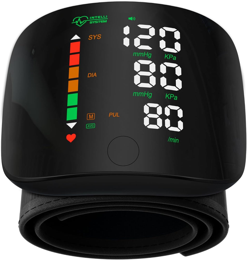 Double love Wrist Blood Pressure Monitor Led Display, Touch Screen Wrist Blood Pressure Cuff 99x2 Reading Memory Wrist Bp Monitor with Carrying Case(Black)