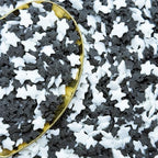 CandiJumpin Edible Confetti Stars for Cake Decorating, Black and White Star Sprinkles Star Confetti Sprinkles Edible Stars Black and White Baby Shower Party Birthday Wedding Christmas Supplies 3 OZ
