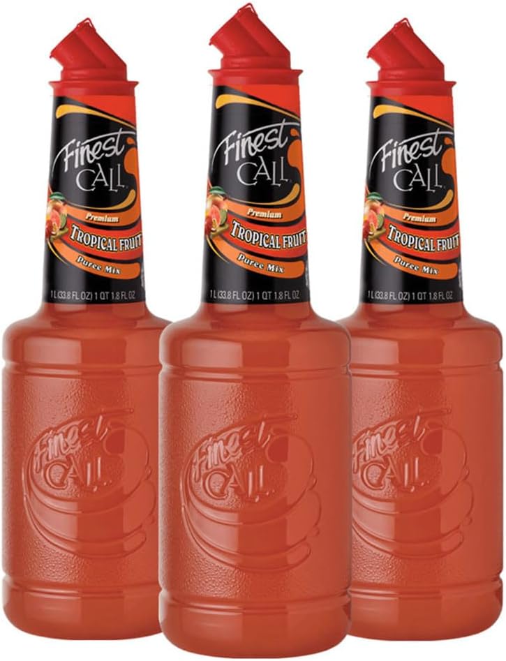 Finest Call Premium Tropical Fruit Puree, 1 Liter Bottle (33.8 Fl Oz), Pack of 3