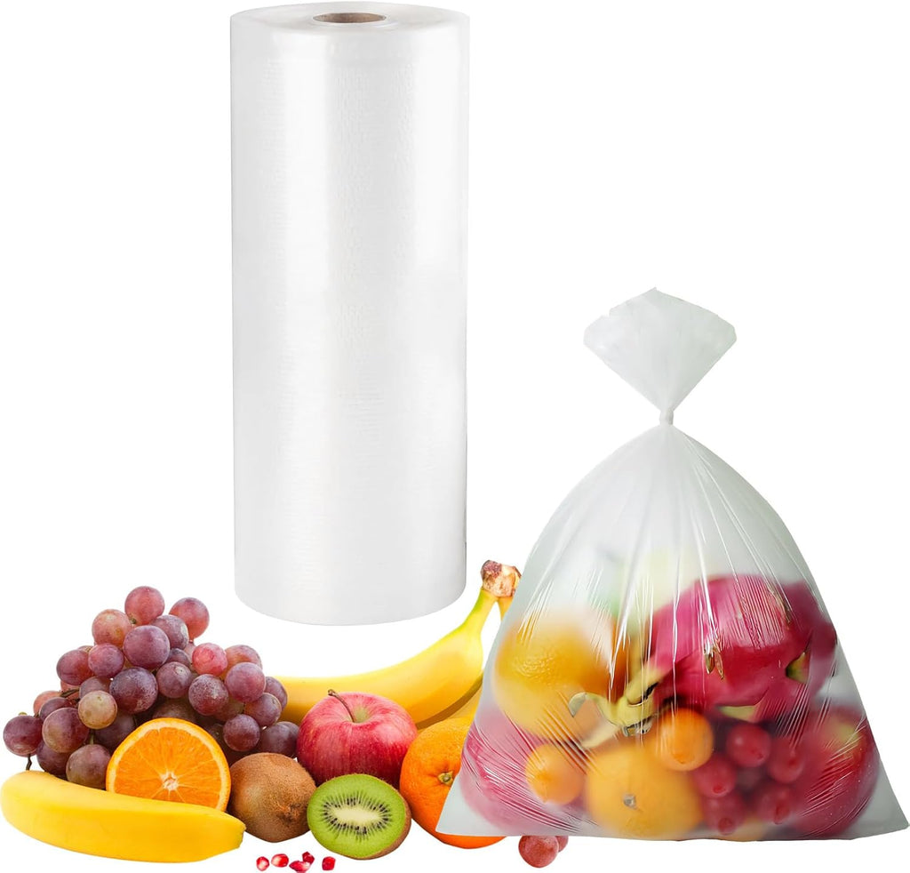 12" x 20" Clear Plastic Produce Bag on a Roll, Food Storage Bags for Vegetables, Bread, Fruits and Meat, Easy To Tear, Continuous Roll- 350 Bags/Roll - [1 Rolls]