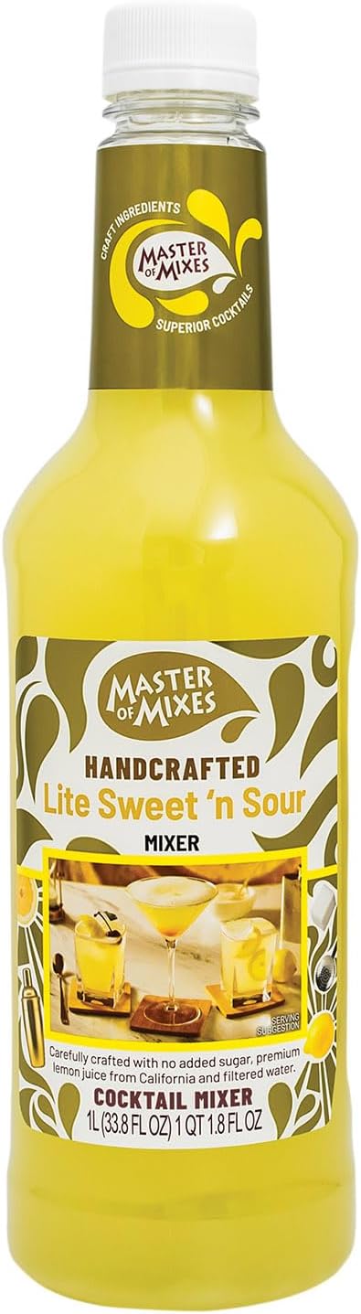 Master of Mixes Sweet N' Sour Lite Drink Mix, Ready To Use, 1 Liter Bottle (33.8 Fl Oz)