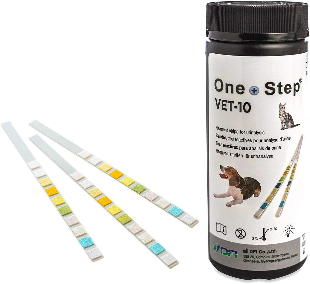 One Step Pet Urine Testing Strips, 100 x 10 Parameter Urinalysis Tests for Dogs, Cats, Vets, Accurate Testing for Veterinarians, Detects UTI, Diabetes, Bladder, Kidney, Liver, SG, pH, Glucose