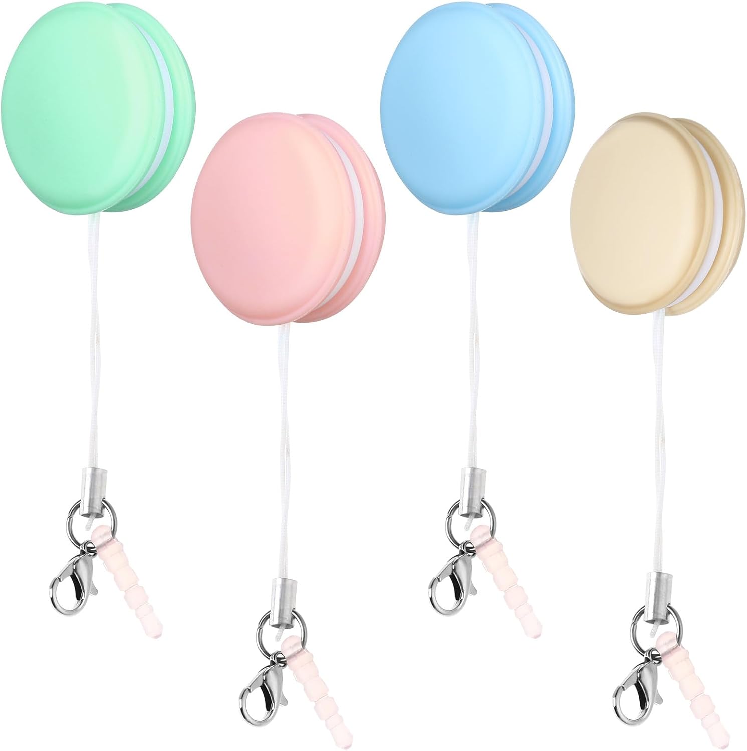 4pcs Macaron Screen Cleaner Set：Macaron Phone Cleaning Wipes，Mobile Phone Screen Cleaner - Soft Brush and Wipe for Telephone, Tablets, and Eyeglasses, Cute Lanyard Design for Easy Carrying