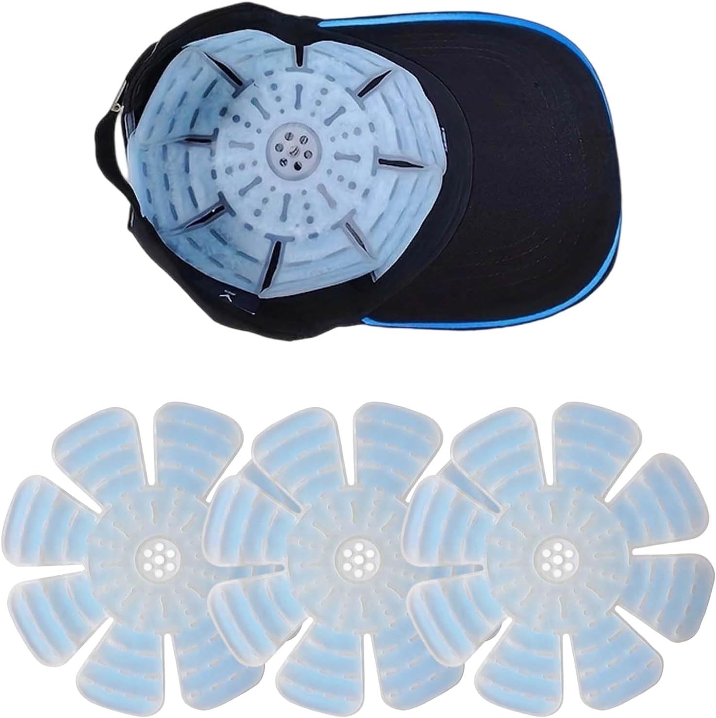 Cooling Gel Ice Packs for Summer Hats, Reusable Hidden Hat Ice Pack for Outdoor Activities, 50 Ml Ice Pack for Hat, Hat Coolers for Sun Protection, Travel, Golf, Hiking (Light Blue 3 Pcs)