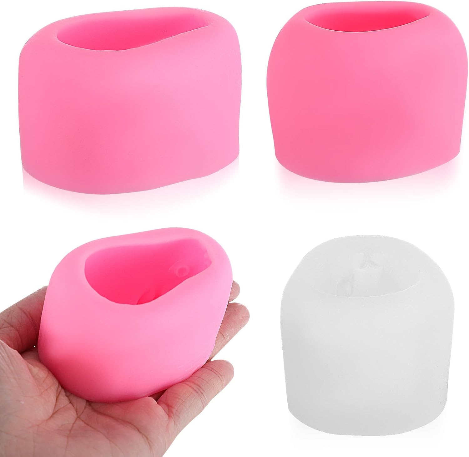 DOITOOL 3 Pcs Silicone Bunny Baking Molds 3d Rabbit Fondant Cake Decorating Moulds Small Pink White, Medium Pink Silicone Molds for Home Bakery Candy Chocolate Making