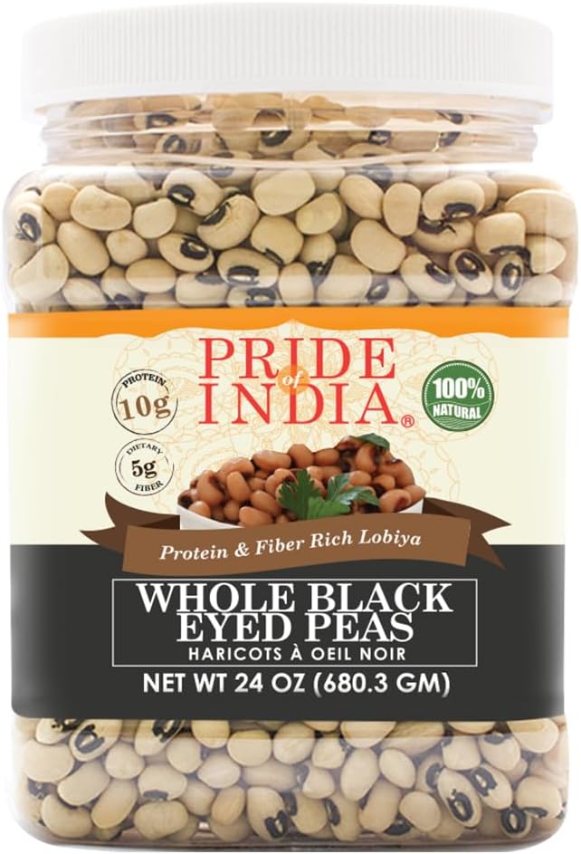 Pride of India Black Eyed Peas 1.5 lb | Whole Dried Lobiya Beans in Reusable Jar for Cooking, Curry & Meal Prep | Protein & Fiber Rich Legumes for Soup, Salad, Rice, Indian & Global Recipes