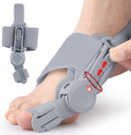 Bunion Corrector for Women & Men - Adjustable Nighttime Big Toe Straightener Bunions Splint with ABS Support for Hallux Valgus Relief Hammer Toe Brace Sleeping Home Use Left/Right Feet - 1PC Grey