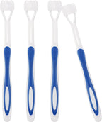 Boao 4 Pieces Toothbrush 3 Sided 7.1 Inch Autism Sensory Toothbrush 360 Degree Cleaning Travel Brush Complete Teeth Angle Clean Tooth(Blue)