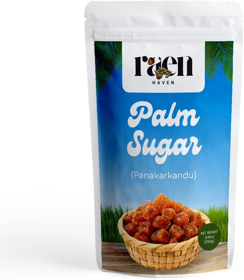Raen Haven Palm Sugar (Panakarkandu) 250g (8.81 oz) | Natural Sweetener | Traditional Jaggery Crystals for Tea, Coffee, Desserts & Herbal Drinks