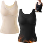 2pcsTourmaline Self-Heating Ion Winter,Womens Sculpting Fleece Thermal Built-in Bra Underwear Vest