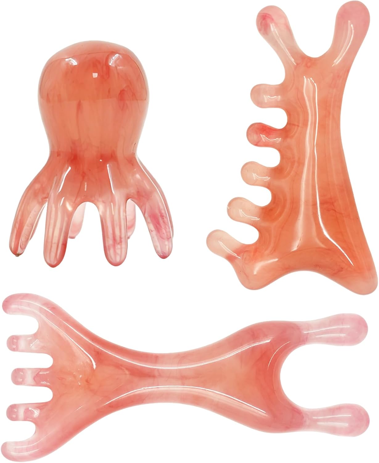 3pcs Head Massager Scalp Comb Resin Octopus Scalp Massage Tool Gua Sha Facial Tools - Relieve Headaches Scalp Stress Manual Acupressure Tool for Mother's Day Birthday Valentine's Day Gifts
